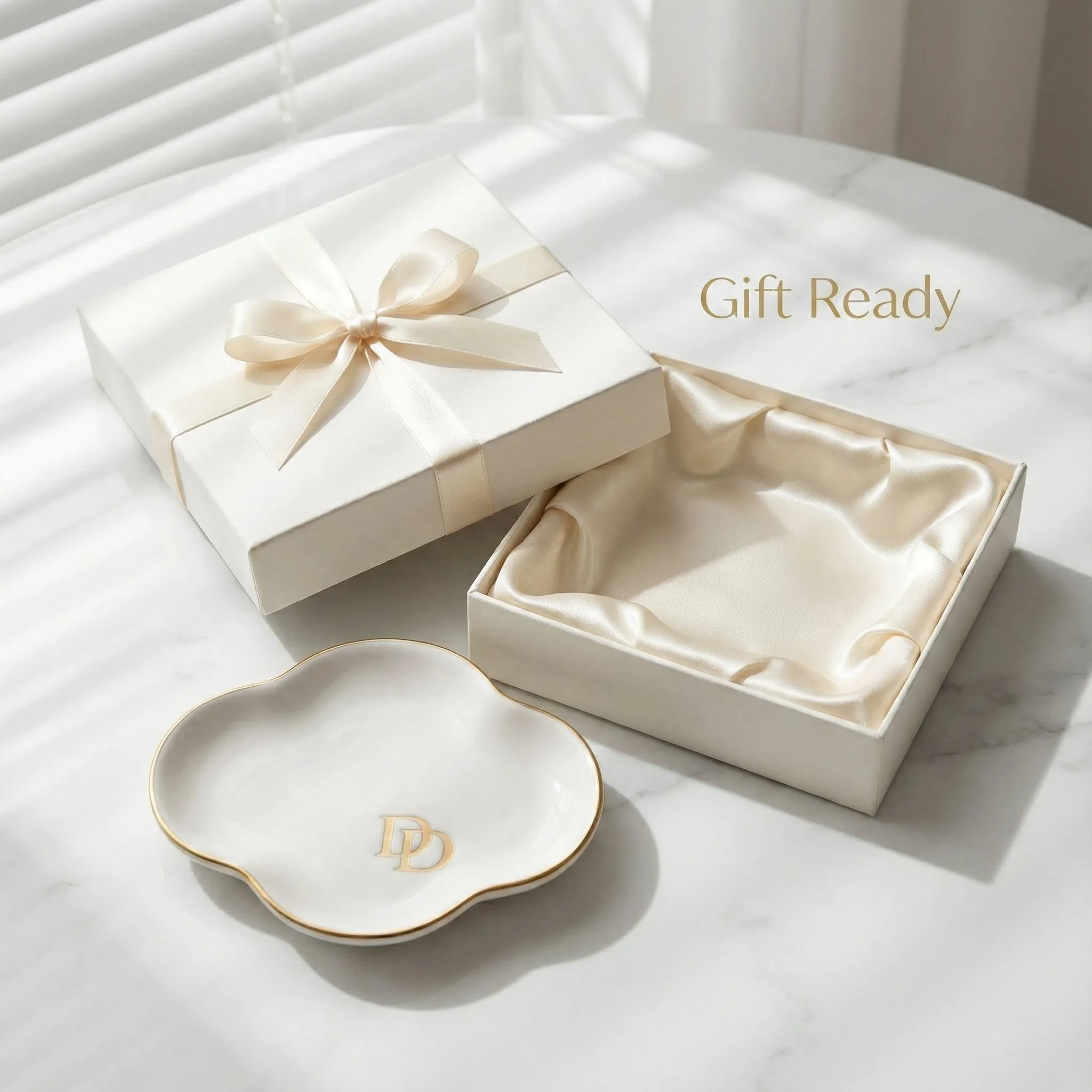 Cloud Aesthetic Ceramic Jewelry Tray | Gold-Rimmed Catchall Dish | Anti-Slip & Deep Basin thumbnail 2