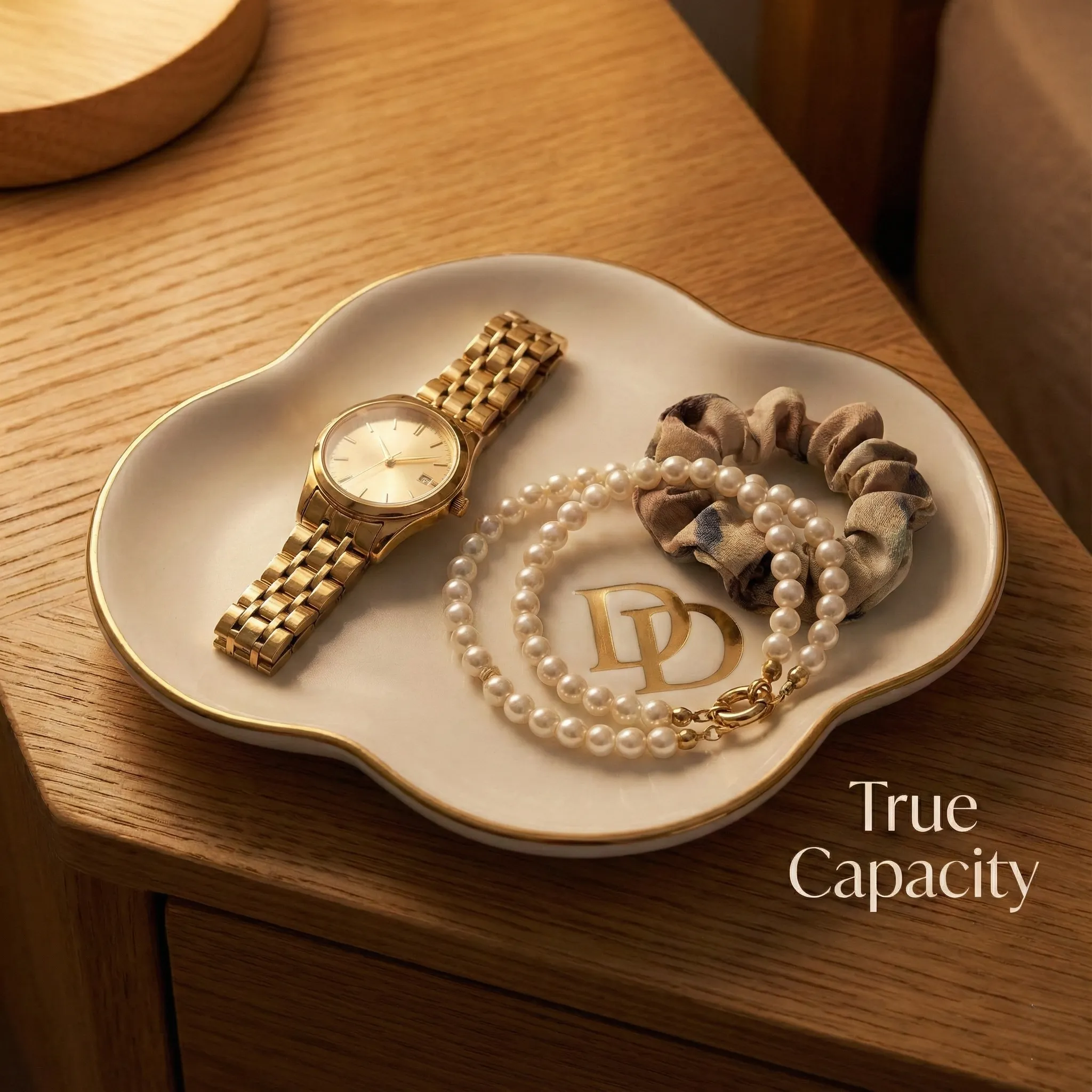 Cloud Aesthetic Ceramic Jewelry Tray | Gold-Rimmed Catchall Dish | Anti-Slip & Deep Basin thumbnail 3