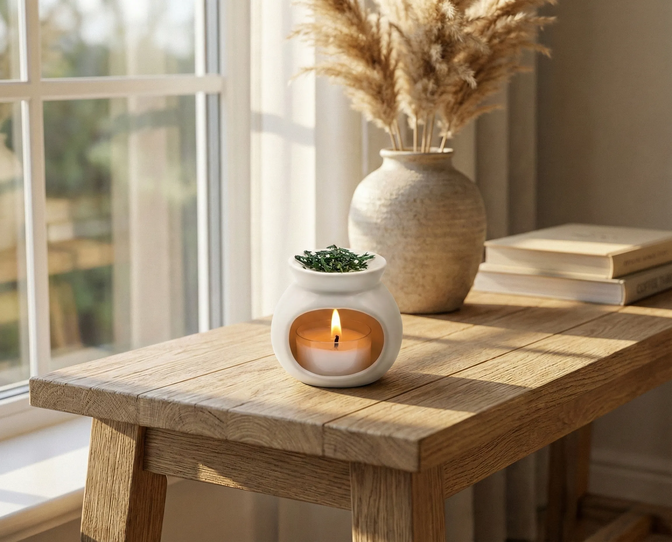 ZenDen Cordless Ceramic Aromatherapy Burner | Anti-Flicker Ambient Light | Minimalist Home Spa