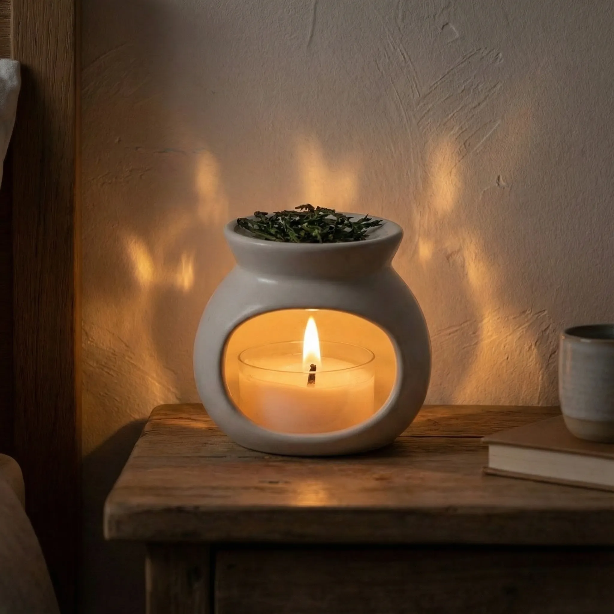 ZenDen Cordless Ceramic Aromatherapy Burner | Anti-Flicker Ambient Light | Minimalist Home Spa thumbnail 1