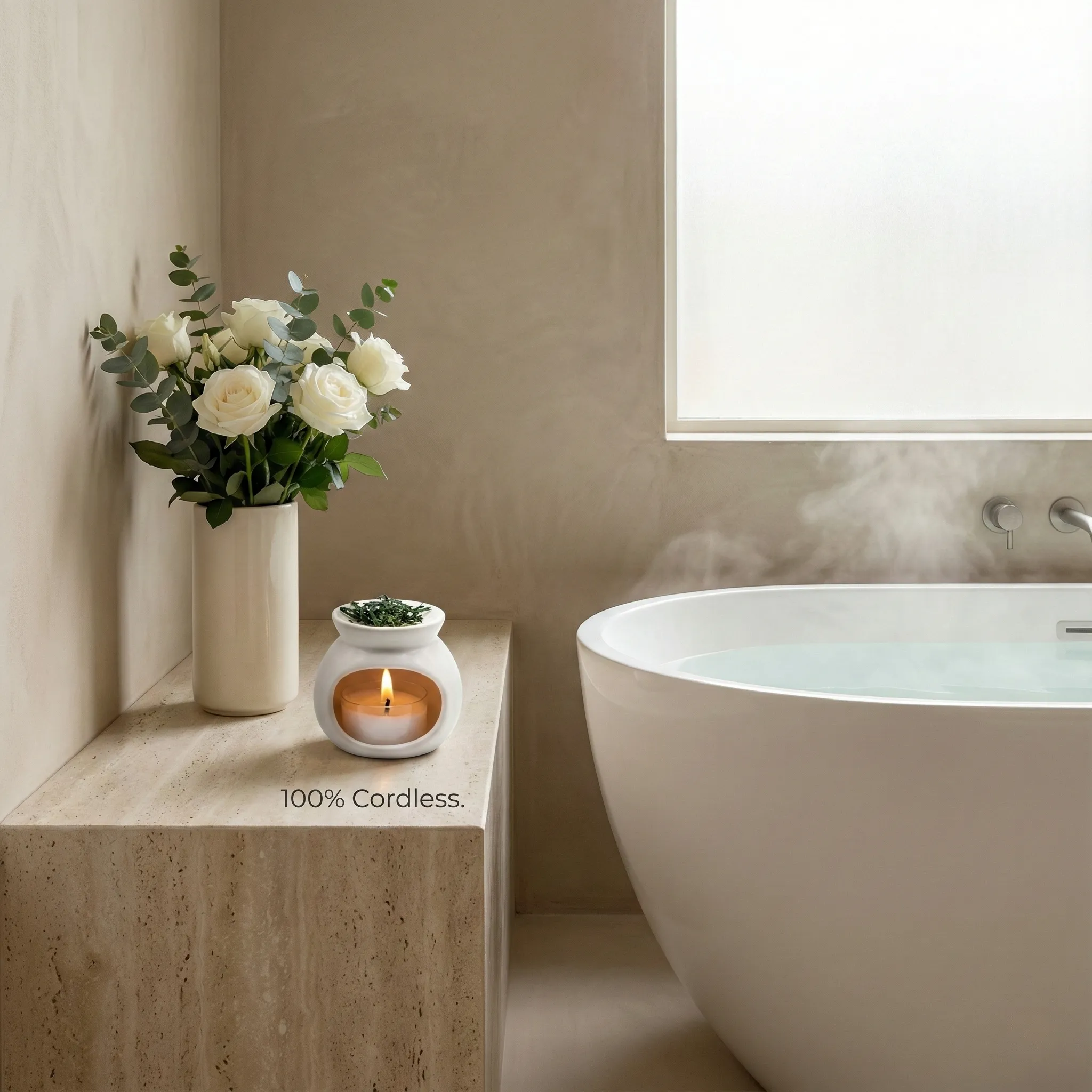 ZenDen Cordless Ceramic Aromatherapy Burner | Anti-Flicker Ambient Light | Minimalist Home Spa thumbnail 4